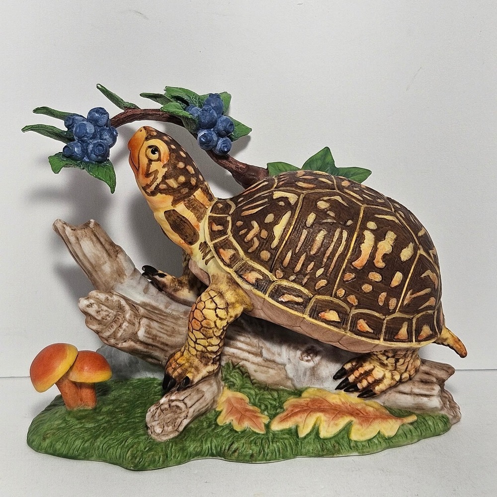 Lenox Fruitful Pursuit Box Turtle Figurine 1998 Porcelain Nature Sculpture